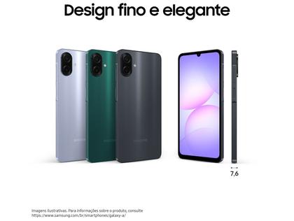 Smartphone Samsung A07 128GB Preto 4GB RAM Tela 6,7" Câm. Dupla + Selfie 8MP