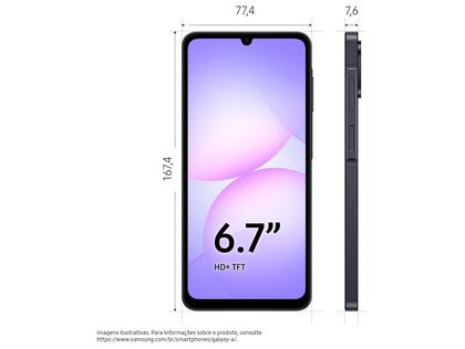 Smartphone Samsung A07 128GB Preto 4GB RAM Tela 6,7" Câm. Dupla + Selfie 8MP